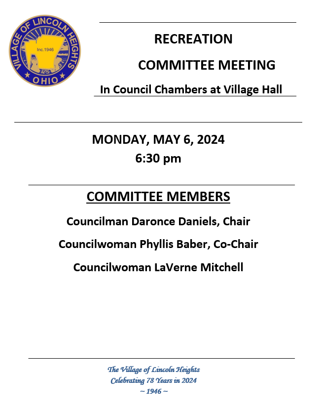 Recreation Committee Meeting 5.6.24